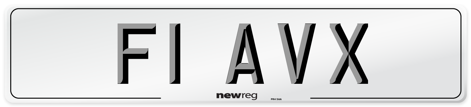 F1 AVX Number Plate from New Reg